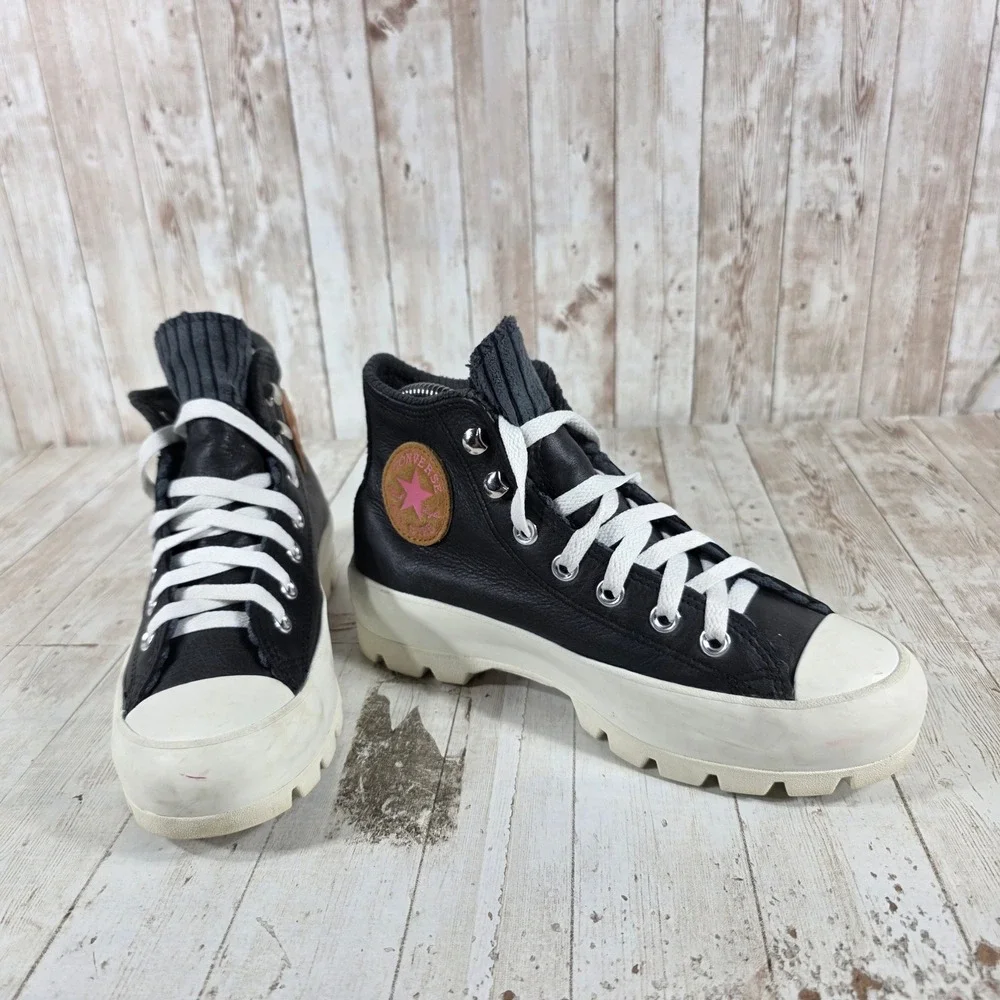 Converse Chuck Taylor All Star Lugged Winter‎ GORE-TEX Black Leather Womens 6.5